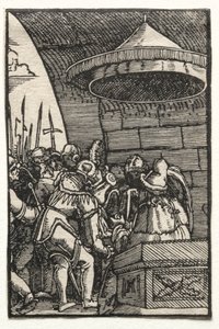 Upadek i odkupienie człowieka: Piłat umywa ręce, c. 1515. autorstwa Albrecht Altdorfer