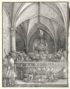 Święta Rodzina w ucieczce do Egiptu przy fontannie, c. 1520. autorstwa Albrecht Altdorfer