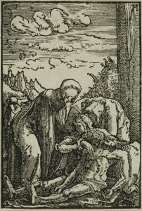 Opłakiwanie Dziewicy z Upadku i odkupienia człowieka autorstwa Albrecht Altdorfer
