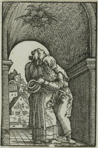 Spotkanie Joachima i Anny, z „Upadku i odkupienia człowieka” autorstwa Albrecht Altdorfer
