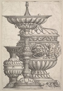 Trzy eleganckie naczynia na białym tle, ca. 1525. autorstwa Albrecht Altdorfer