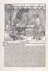 Rysownik rysujący portret za pomocą ramki rysunkowej, 1525 autorstwa Albrecht Dürer