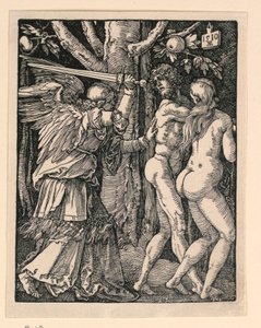 Adam i Ewa wygnani z raju, z serialu Mała pasja autorstwa Albrecht Dürer