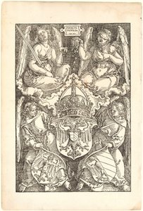Alegoria z herbami Cesarstwa i miasta Norymbergi autorstwa Albrecht Dürer