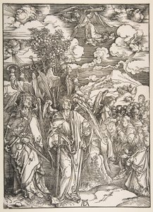 Anioły powstrzymują cztery wiatry. autorstwa Albrecht Dürer