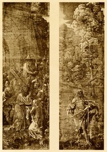 Niesienie Krzyża i Chrystusa ze sztandarem zwycięstwa autorstwa Albrecht Dürer
