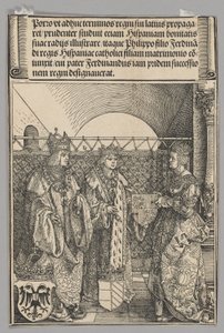 Zaręczyny Filipa z Johanną, tablica 15 ze Scen historycznych z życia cesarza Maksymiliana I z Łuku Triumfalnego autorstwa Albrecht Dürer