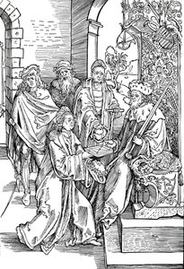Celtes przedstawia swoją książkę elektorowi Saksonii, 1501 1906 autorstwa Albrecht Dürer