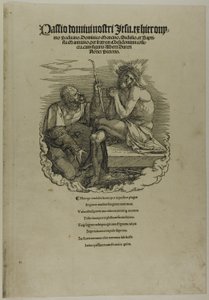 Chrystus, Człowiek Boleści, wyśmiewany przez żołnierza, z Dużej Pasji autorstwa Albrecht Dürer