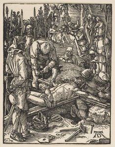 Chrystus przybity do krzyża, z Małej męki, 1509. autorstwa Albrecht Dürer