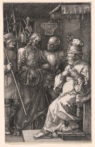Chrystus przed Kajfaszem, z ilustracji przedstawiającej Pasję autorstwa Albrecht Dürer