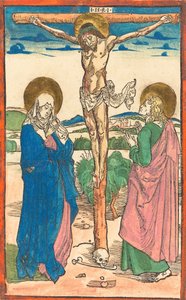 Chrystus na krzyżu między Dziewicą a św. Janem, 1493. autorstwa Albrecht Dürer