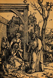 Chrystus żegnający się z matką., Chrystus żegnający się ze swoją matką, 1504-1505. autorstwa Albrecht Dürer