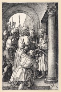 Chrystus przed Piłatem (Pasja miedziorytnicza) autorstwa Albrecht Dürer