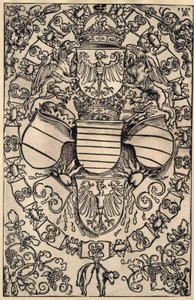 Herb Maksymiliana jako króla Rzymian autorstwa Albrecht Dürer