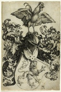 Herb z lwem i kogutem autorstwa Albrecht Dürer