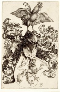 Herb z lwem i kogutem autorstwa Albrecht Dürer