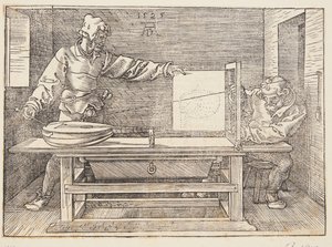 Rysownik rysujący lutnię autorstwa Albrecht Dürer