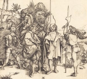 Pięciu żołnierzy i Turk na koniu, 14951496. autorstwa Albrecht Dürer