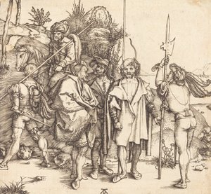 Pięciu żołnierzy i Turk na koniu, 14951496. autorstwa Albrecht Dürer