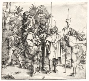 Pięciu żołnierzy i Turk na koniu, prawdopodobnie 1496. autorstwa Albrecht Dürer