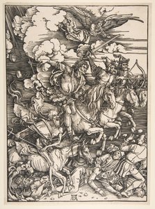 Czterech Jeźdźców Apokalipsy, ca. 14971498. autorstwa Albrecht Dürer