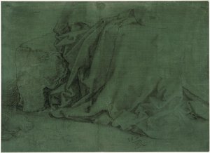 Studium szaty kobiety siedzącej na kamiennej ławie autorstwa Albrecht Dürer