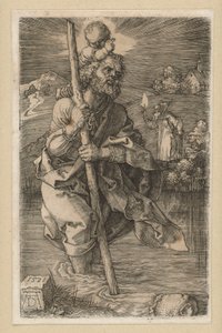 Święty Krzysztof zwrócony w prawo autorstwa Albrecht Dürer