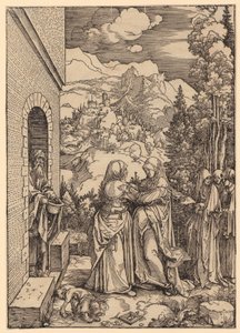 „Nawiedzenie”, strona 9 z cyklu „Życie Maryi” autorstwa Albrecht Dürer
