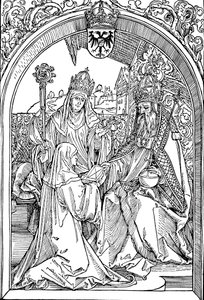 Hrotsvitha wręcza swoją książkę cesarzowi Ottonowi I, 1501 1906 autorstwa Albrecht Dürer