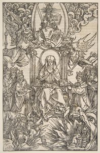 Ilustracja z Revelations Sancte Birgitte, Koberger Norymberga 1502 Tekst niemiecki.n.d. autorstwa Albrecht Dürer