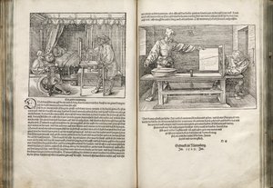Ilustracja z Czterech ksiąg o proporcjach ludzkich, 1528 autorstwa Albrecht Dürer