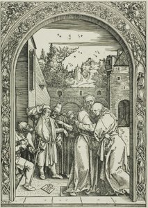 Joachim i św. Anna spotykają się przy Złotej Bramie, z „Życia Dziewicy” autorstwa Albrecht Dürer