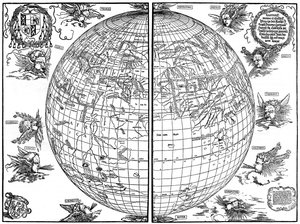 Mapa świata Johannesa Stabiusa, 1515, 1936 autorstwa Albrecht Dürer