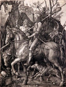 Rycerz, śmierć i diabeł autorstwa Albrecht Dürer