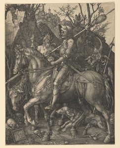 Rycerz, śmierć i diabeł autorstwa Albrecht Dürer