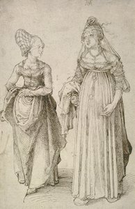 Dama w weneckiej sukni w zestawieniu z norymberskim Hausfrau autorstwa Albrecht Dürer