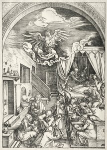 Życie Dziewicy: Narodzenia Najświętszej Marii Panny, 1504-1505. autorstwa Albrecht Dürer