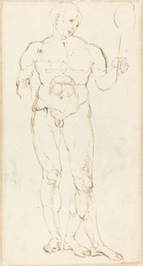 Akt męski trzymający lustro [rekto] autorstwa Albrecht Dürer