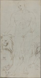 Akt męski z lwem [verso] autorstwa Albrecht Dürer