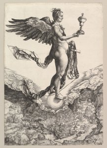 Nemezis Wielka Fortuna, 1501-2. autorstwa Albrecht Dürer