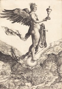 Nemezis Wielka Fortuna, c. 15011502. autorstwa Albrecht Dürer