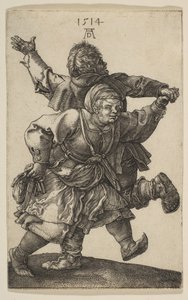 Tańcząca para chłopska, 1514. autorstwa Albrecht Dürer
