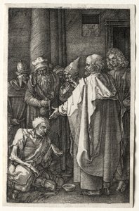 Piotr i Jan uzdrawiają kalekę przy bramie świątyni, 1512. autorstwa Albrecht Dürer