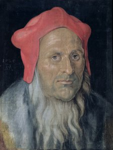 Portret brodatego mężczyzny w czerwonym kapeluszu, 1520 autorstwa Albrecht Dürer