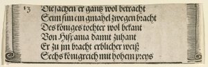 Tekst drukowany do „Zaręczyny Filipa Pięknego z Joanną Kastylii” autorstwa Albrecht Dürer