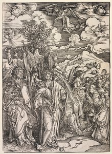 Objawienie św. Jana: Czterech aniołów podtrzymujących wiatry autorstwa Albrecht Dürer