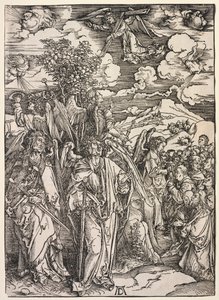Objawienie św. Jana: Cztery anioły podtrzymujące wiatry, 1511. autorstwa Albrecht Dürer