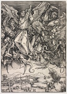 Objawienie św. Jana: św. Michał walczący ze Smokiem, 1511. autorstwa Albrecht Dürer