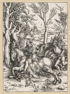 Rycerz na koniu i landsknecht autorstwa Albrecht Dürer